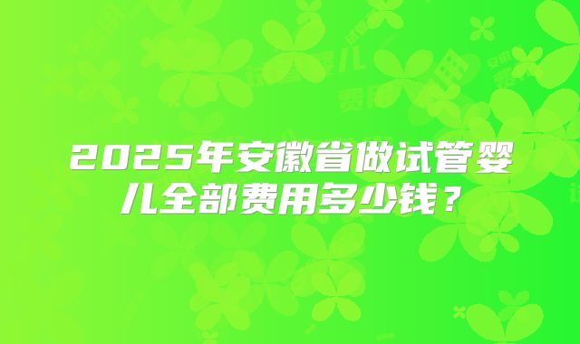 2025年安徽省做试管婴儿全部费用多少钱?