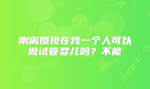 刚离婚现在我一个人可以做试管婴儿吗?不能