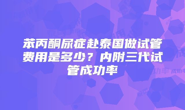 苯丙酮尿症赴泰国做试管费用是多少?内附三代试管成功率