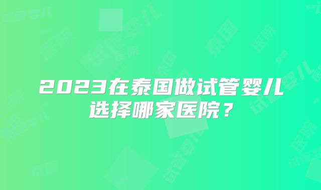2023在泰国做试管婴儿选择哪家医院?