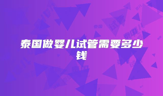 泰国做婴儿试管需要多少钱