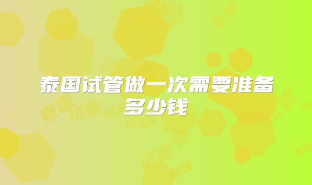 泰国试管做一次需要准备多少钱