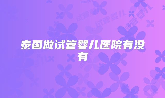泰国做试管婴儿医院有没有