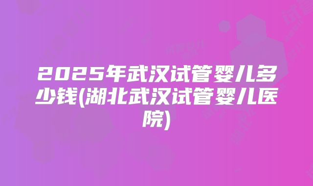 2025年武汉试管婴儿多少钱(湖北武汉试管婴儿医院)