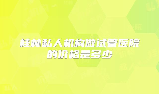 桂林私人机构做试管医院的价格是多少
