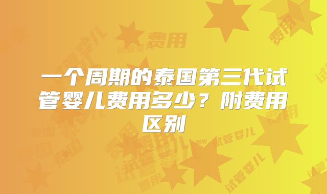 一个周期的泰国第三代试管婴儿费用多少？附费用区别