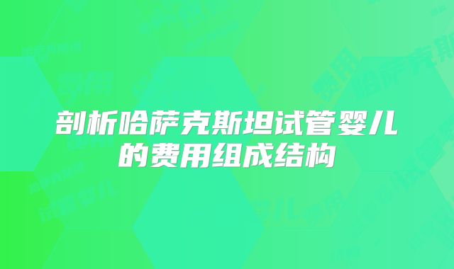 剖析哈萨克斯坦试管婴儿的费用组成结构