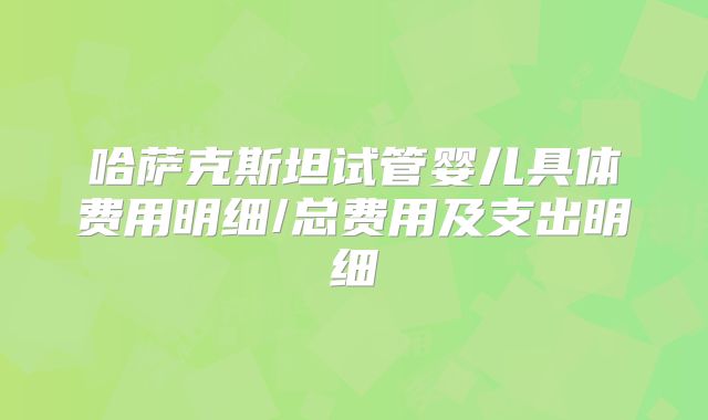 哈萨克斯坦试管婴儿具体费用明细/总费用及支出明细