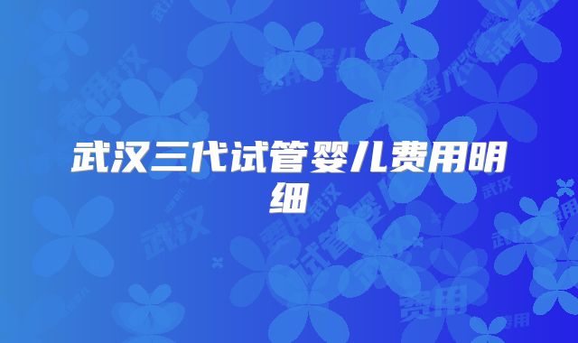 武汉三代试管婴儿费用明细