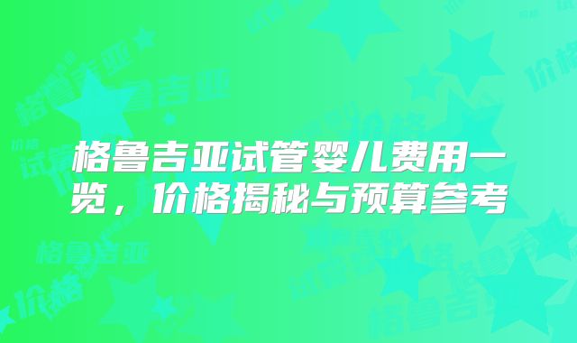 格鲁吉亚试管婴儿费用一览，价格揭秘与预算参考