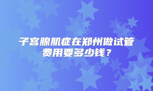 子宫腺肌症在郑州做试管费用要多少钱？
