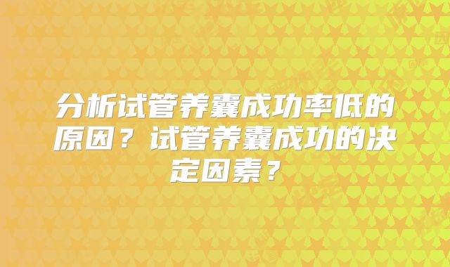 分析试管养囊成功率低的原因?试管养囊成功的决定因素?