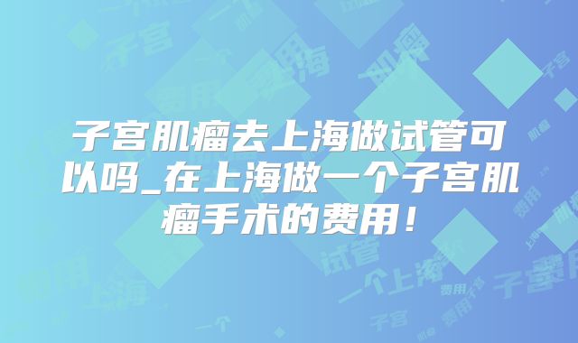 子宫肌瘤去上海做试管可以吗_在上海做一个子宫肌瘤手术的费用！