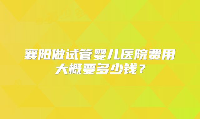 襄阳做试管婴儿医院费用大概要多少钱？