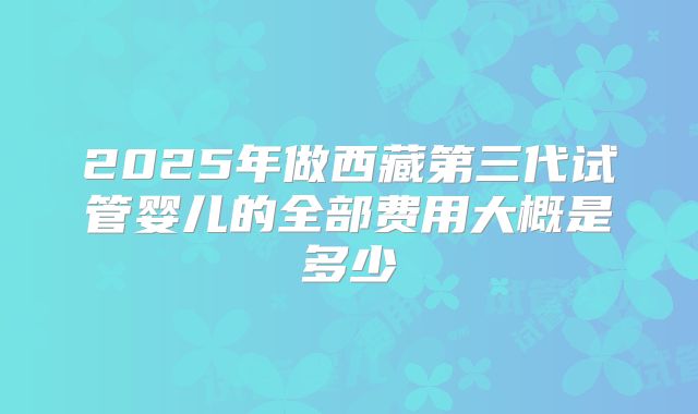 2025年做西藏第三代试管婴儿的全部费用大概是多少