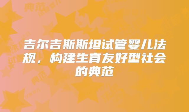 吉尔吉斯斯坦试管婴儿法规，构建生育友好型社会的典范