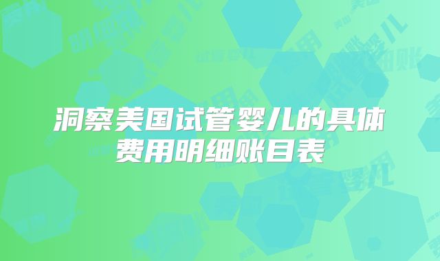 洞察美国试管婴儿的具体费用明细账目表