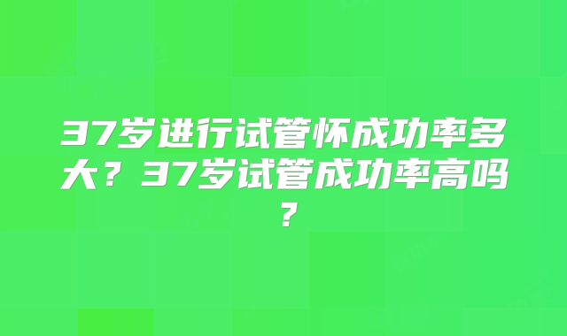 37岁进行试管怀成功率多大？37岁试管成功率高吗？