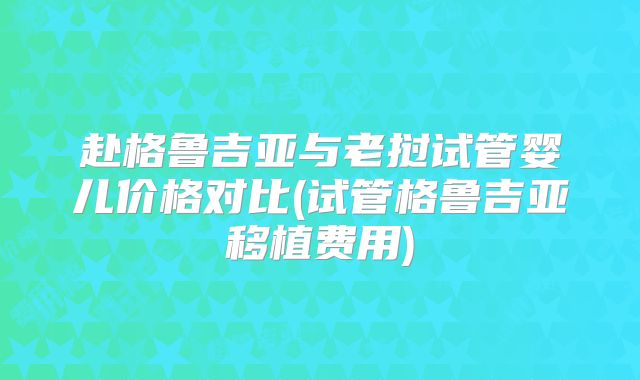 赴格鲁吉亚与老挝试管婴儿价格对比(试管格鲁吉亚移植费用)