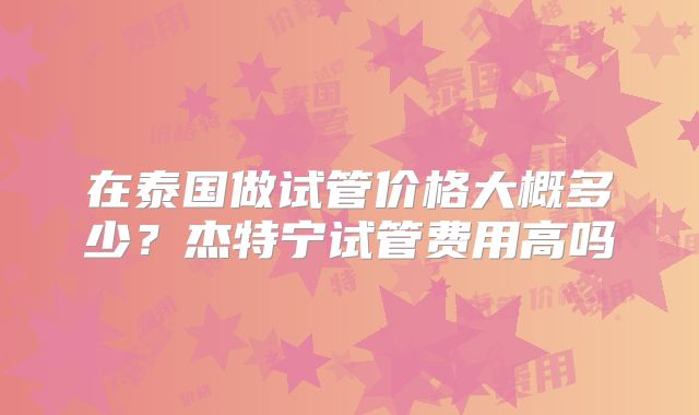 在泰国做试管价格大概多少?杰特宁试管费用高吗