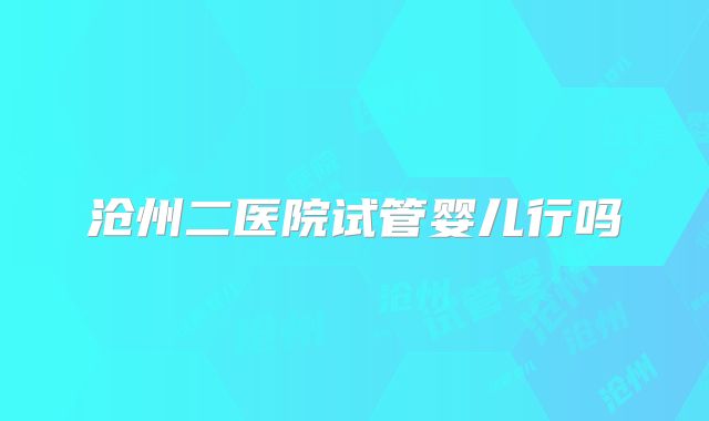 沧州二医院试管婴儿行吗