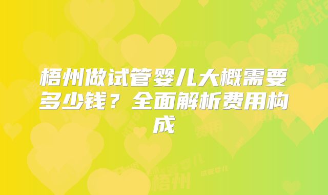 梧州做试管婴儿大概需要多少钱?全面解析费用构成