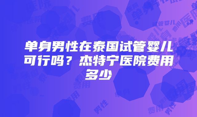 单身男性在泰国试管婴儿可行吗？杰特宁医院费用多少