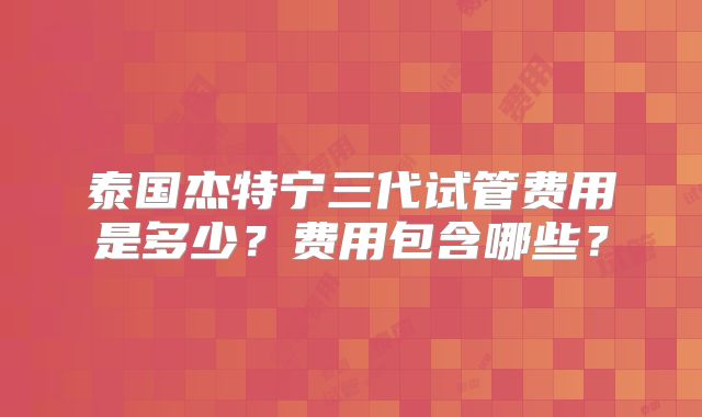 泰国杰特宁三代试管费用是多少？费用包含哪些？
