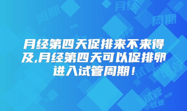 月经第四天促排来不来得及,月经第四天可以促排卵进入试管周期!