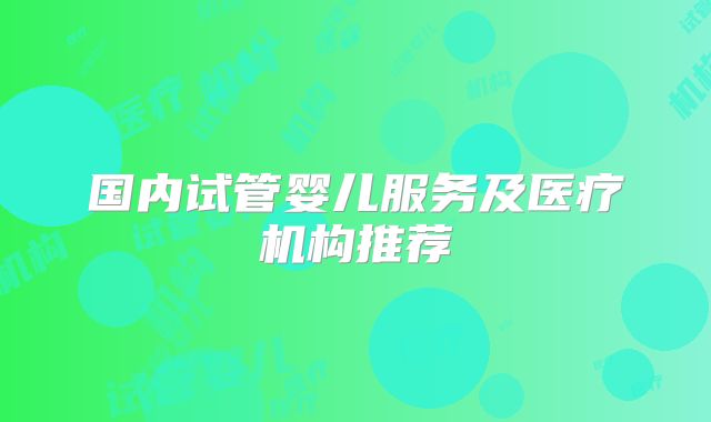 国内试管婴儿服务及医疗机构推荐