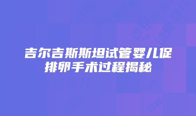 吉尔吉斯斯坦试管婴儿促排卵手术过程揭秘
