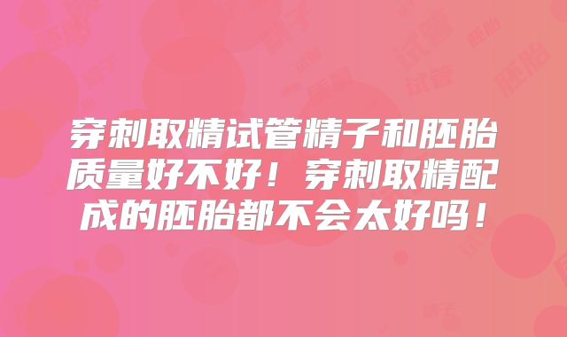 穿刺取精试管精子和胚胎质量好不好！穿刺取精配成的胚胎都不会太好吗！