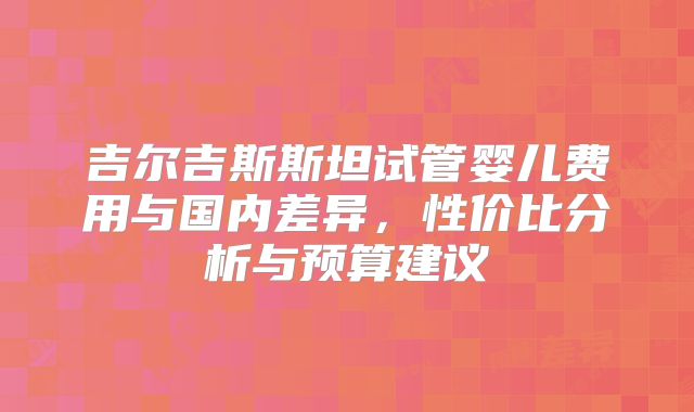 吉尔吉斯斯坦试管婴儿费用与国内差异,性价比分析与预算建议