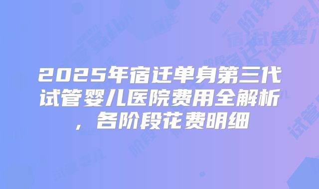 2025年宿迁单身第三代试管婴儿医院费用全解析，各阶段花费明细