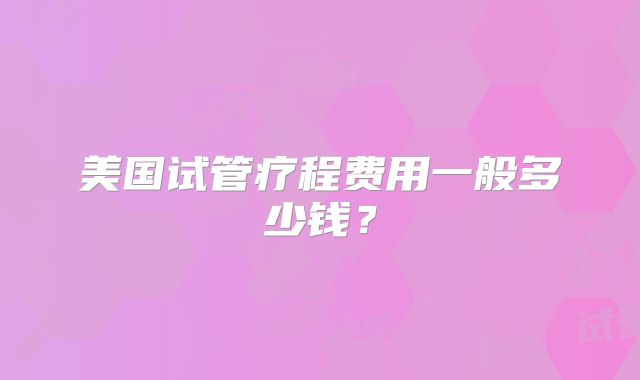 美国试管疗程费用一般多少钱？