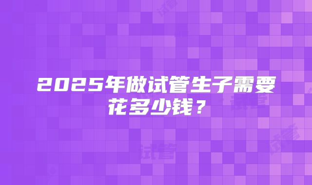 2025年做试管生子需要花多少钱？