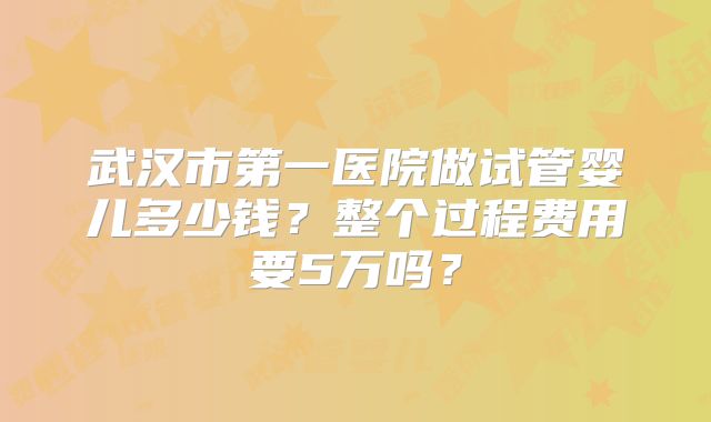 武汉市第一医院做试管婴儿多少钱？整个过程费用要5万吗？
