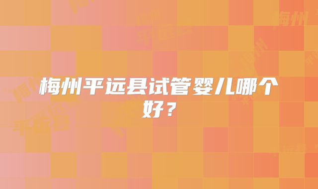 梅州平远县试管婴儿哪个好？
