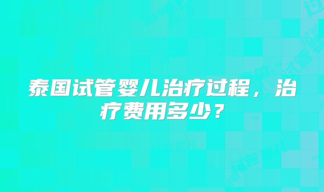 泰国试管婴儿治疗过程,治疗费用多少?