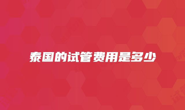 泰国的试管费用是多少