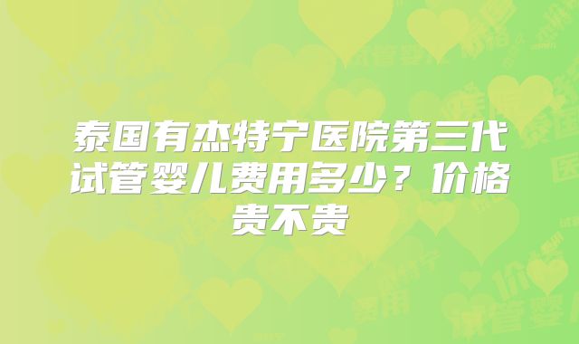 泰国有杰特宁医院第三代试管婴儿费用多少？价格贵不贵
