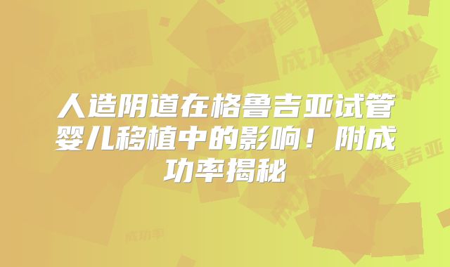 人造阴道在格鲁吉亚试管婴儿移植中的影响!附成功率揭秘