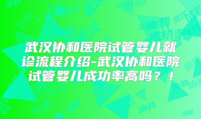 武汉协和医院试管婴儿就诊流程介绍-武汉协和医院试管婴儿成功率高吗？！