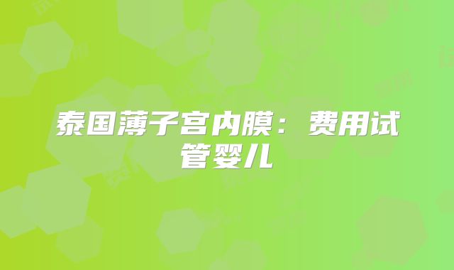泰国薄子宫内膜：费用试管婴儿