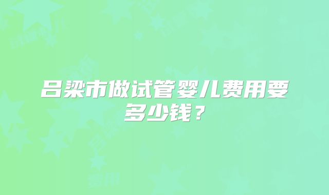 吕梁市做试管婴儿费用要多少钱?