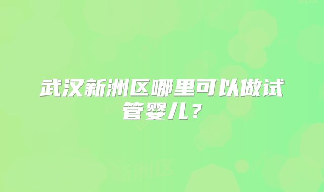 武汉新洲区哪里可以做试管婴儿？