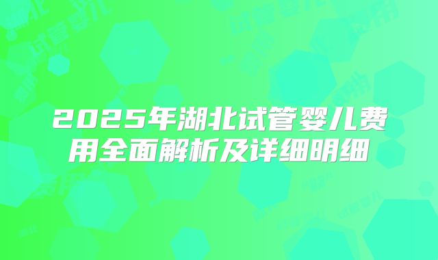 2025年湖北试管婴儿费用全面解析及详细明细