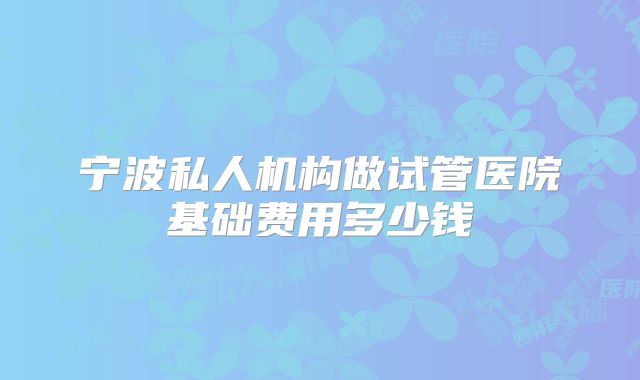 宁波私人机构做试管医院基础费用多少钱