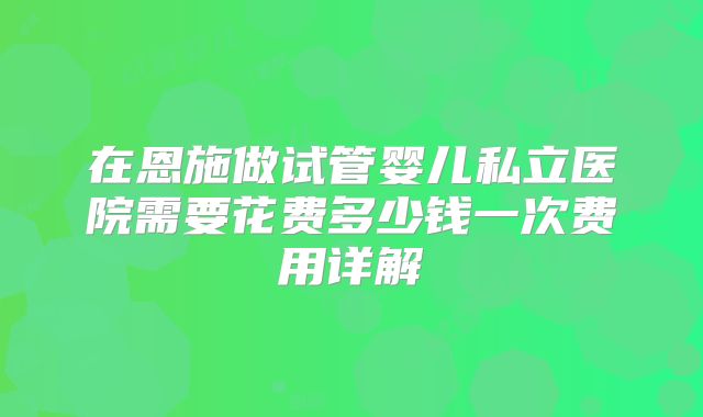 在恩施做试管婴儿私立医院需要花费多少钱一次费用详解