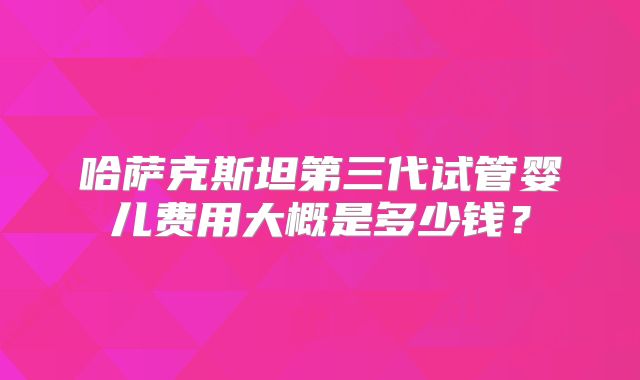 哈萨克斯坦第三代试管婴儿费用大概是多少钱？